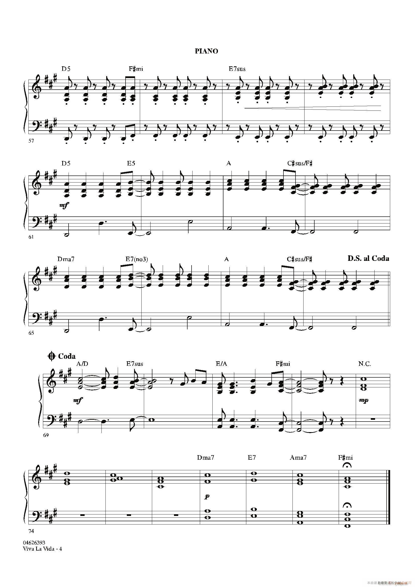 VIVA LA VIDA（钢琴分谱）4
