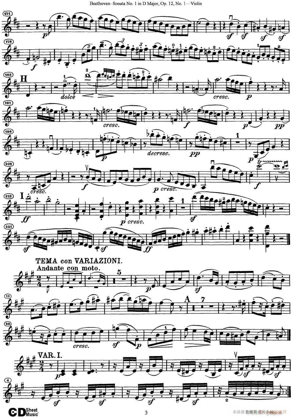 Violin Sonata No 1 in D Major Op 12 No 13