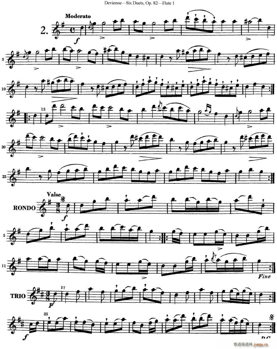 德维埃纳六个长笛二重奏小段Op 82――Flute 1(NO 2) 长笛1