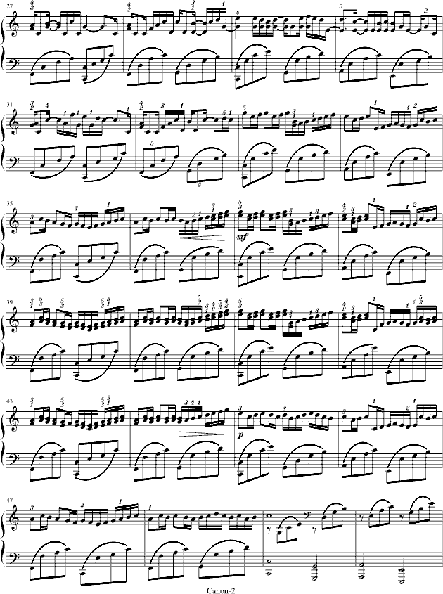 卡农-George Winston版(附指法)-钢琴谱(钢琴曲)-帕赫贝尔-Pachelbel2