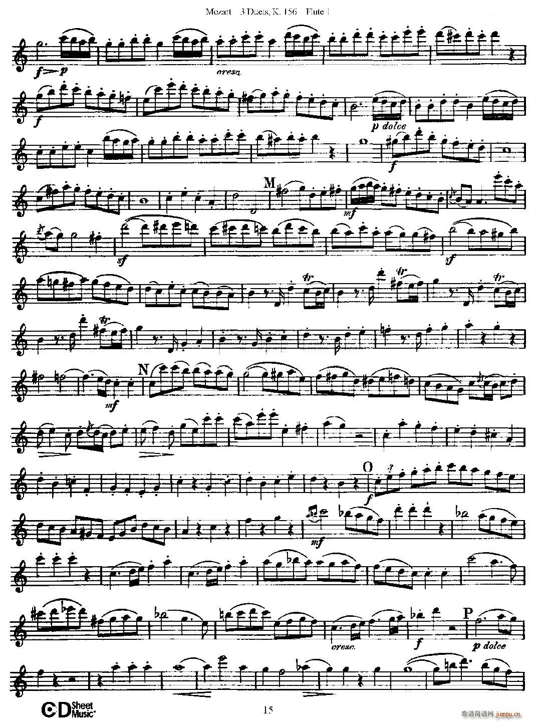 3 Duets K 156 之第一长笛（二重奏三首 K156号） 铜管15