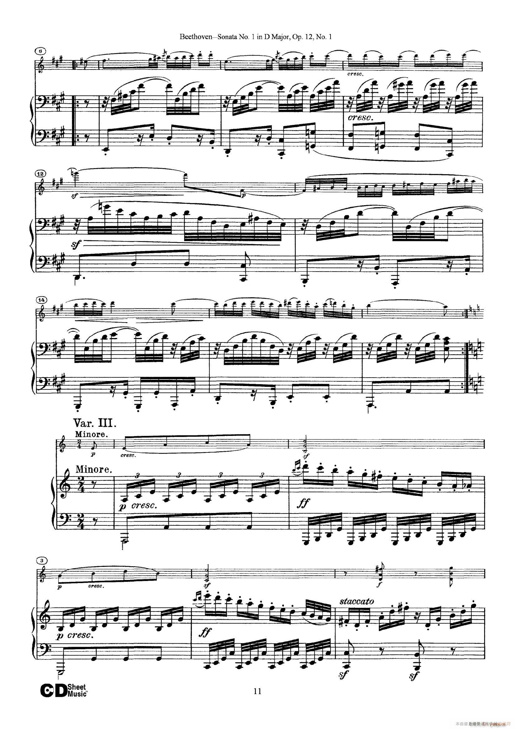 D大调第一小提琴奏鸣曲（Sonata No 1 in D Major Op 12 No 1）（ 钢琴伴奏）11
