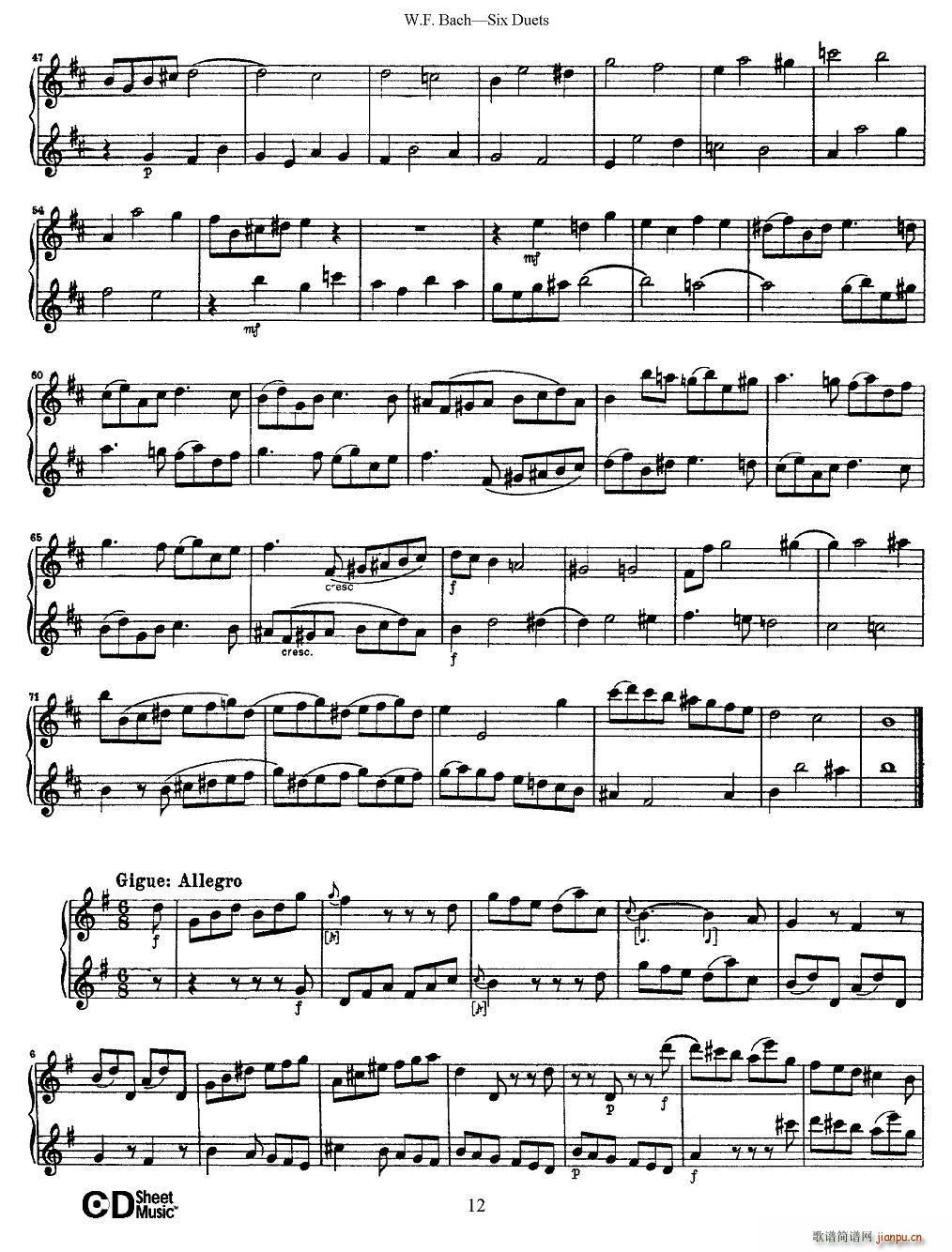 W F 巴赫―六首二重奏练习曲（2）6