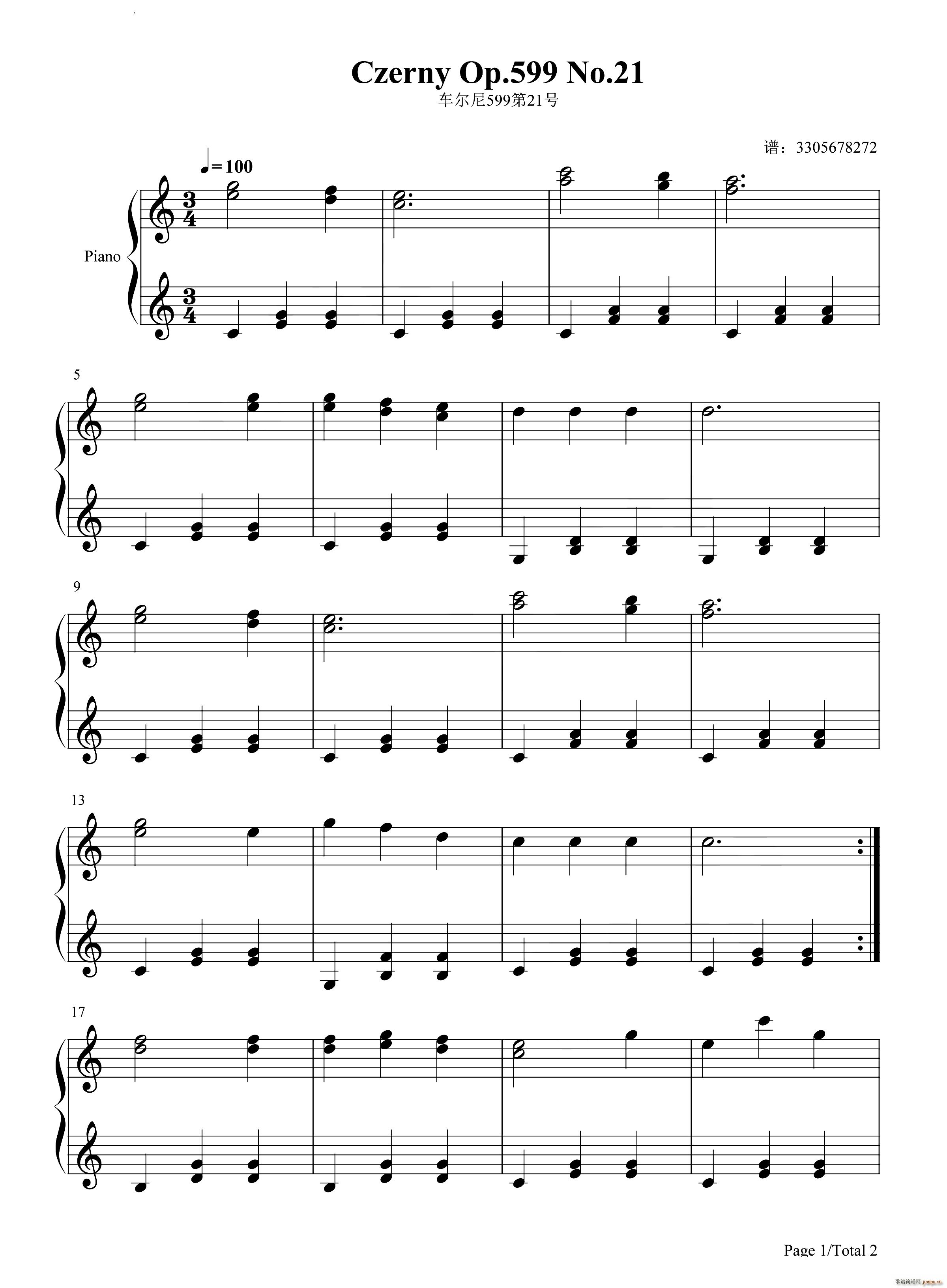 练习曲作品599-021_车尔尼1