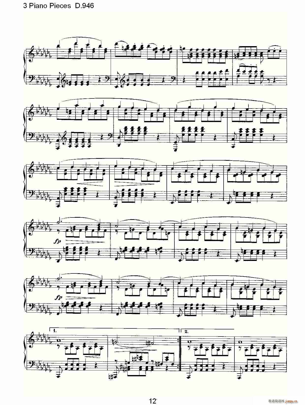 3 Piano Pieces D.946（钢琴三联奏D.946）12