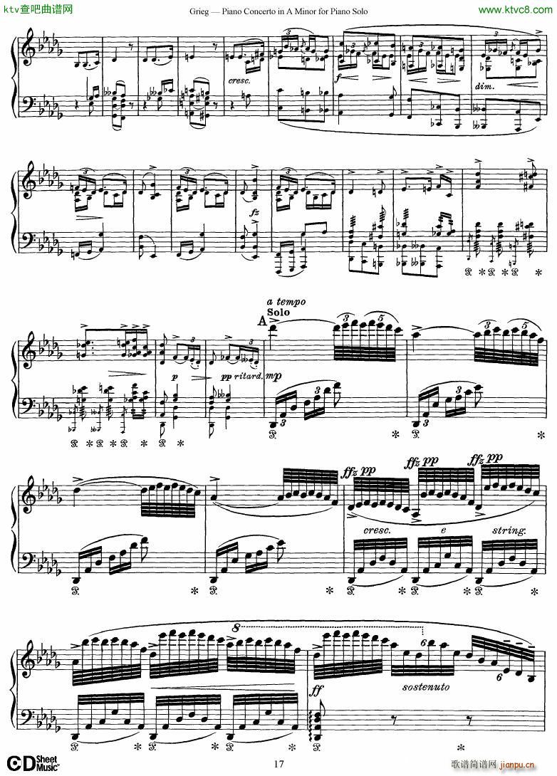 Piano Concerto in A minor Op 16 1868 rev 1907 piano solo arr17