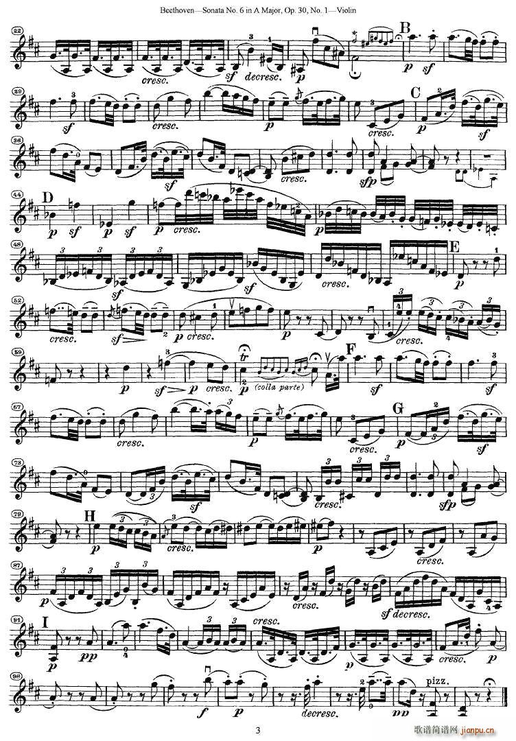 Sonata No.6 in A Major，Op.30，No.1（第六号小提琴奏鸣曲A大调op.）3