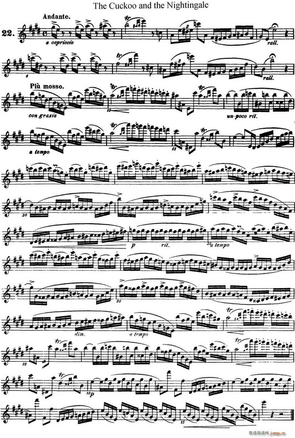 柯勒25首浪漫长笛练习曲作品66号(NO 22)1