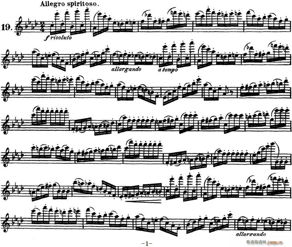 柯勒30首高级长笛练习曲作品75号(NO 19)1