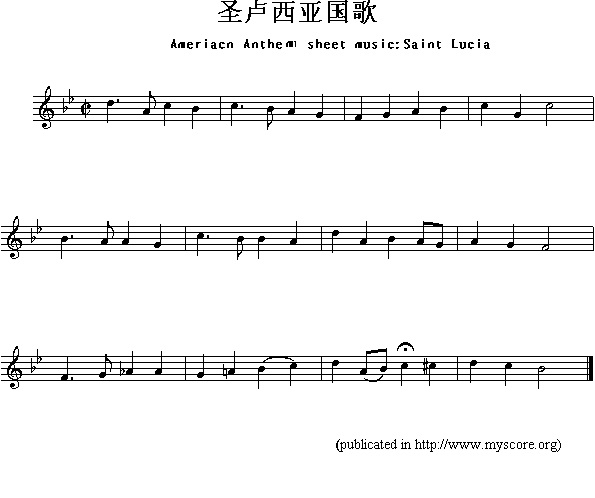 圣卢西亚国歌（Ameriacn Anthem sheet music:Saint Lucia）1