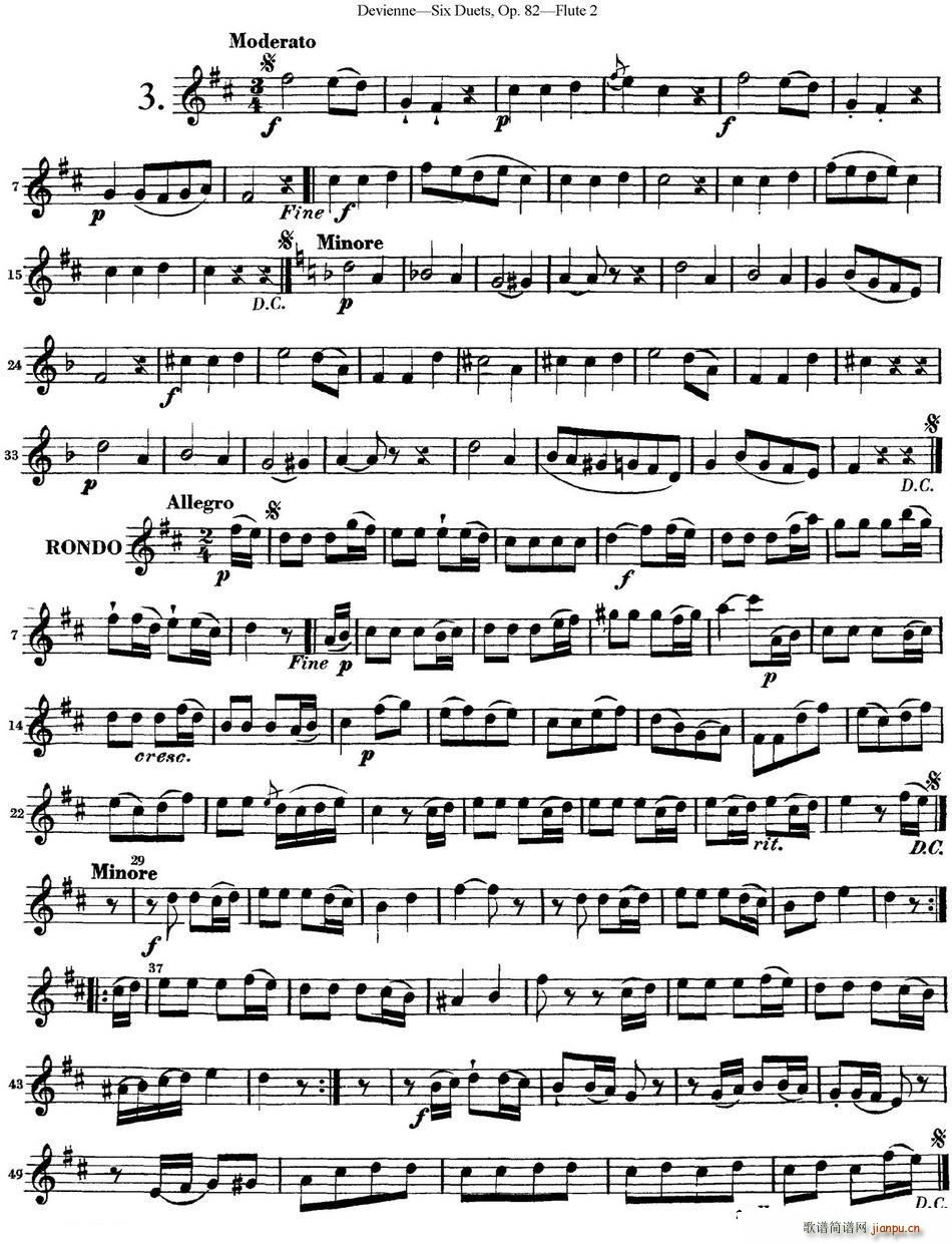 德维埃纳六个长笛二重奏小段Op 82――Flute 2(NO 3)1