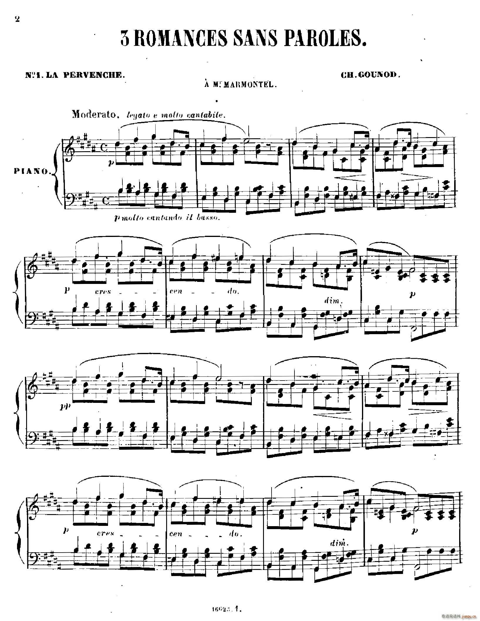 3 Romances Sans Paroles(3首无词浪漫曲 1 长春花)1