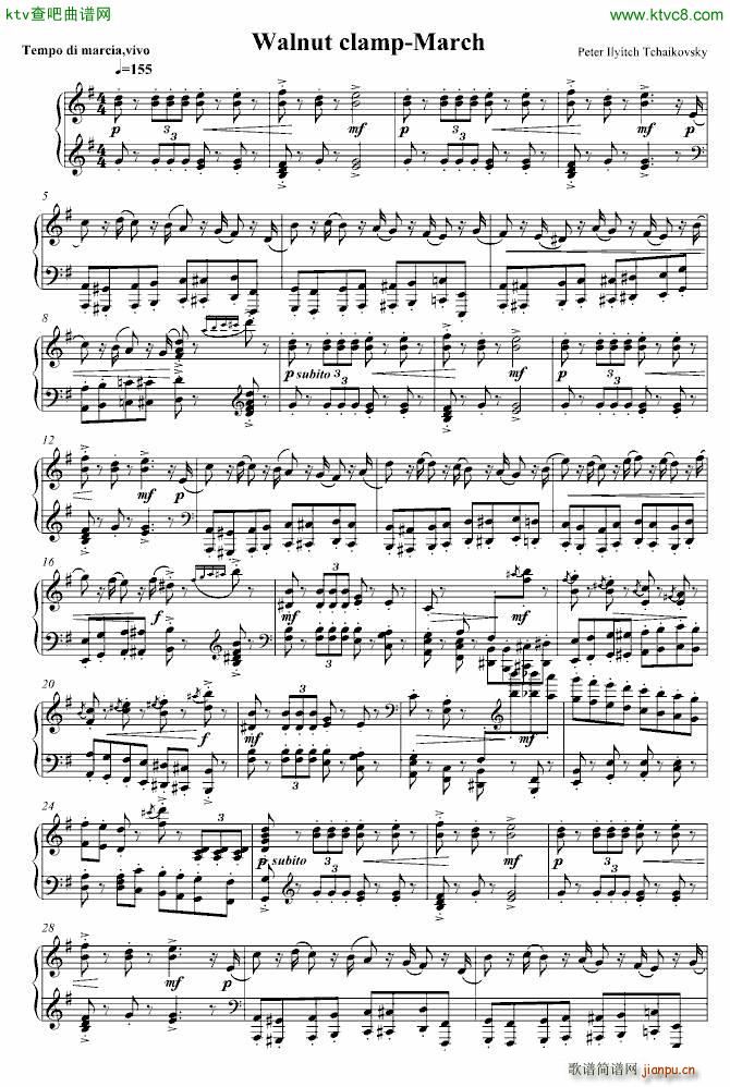 胡桃夹子进行曲原版钢琴独奏版_柴科夫斯基 Peter Ilyich Tchaikovsky1
