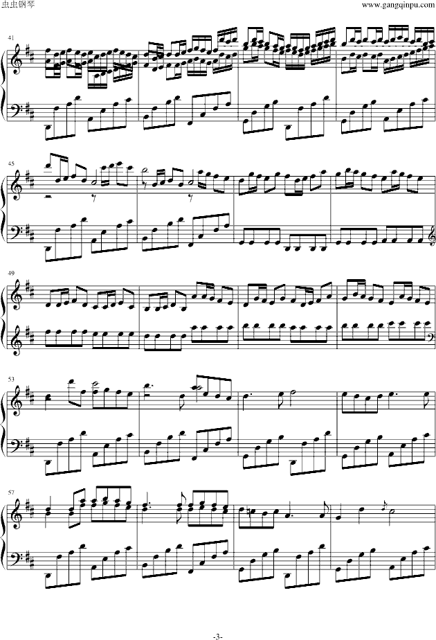 卡农二重奏-钢琴谱(钢琴曲)-帕赫贝尔-Pachelbel3
