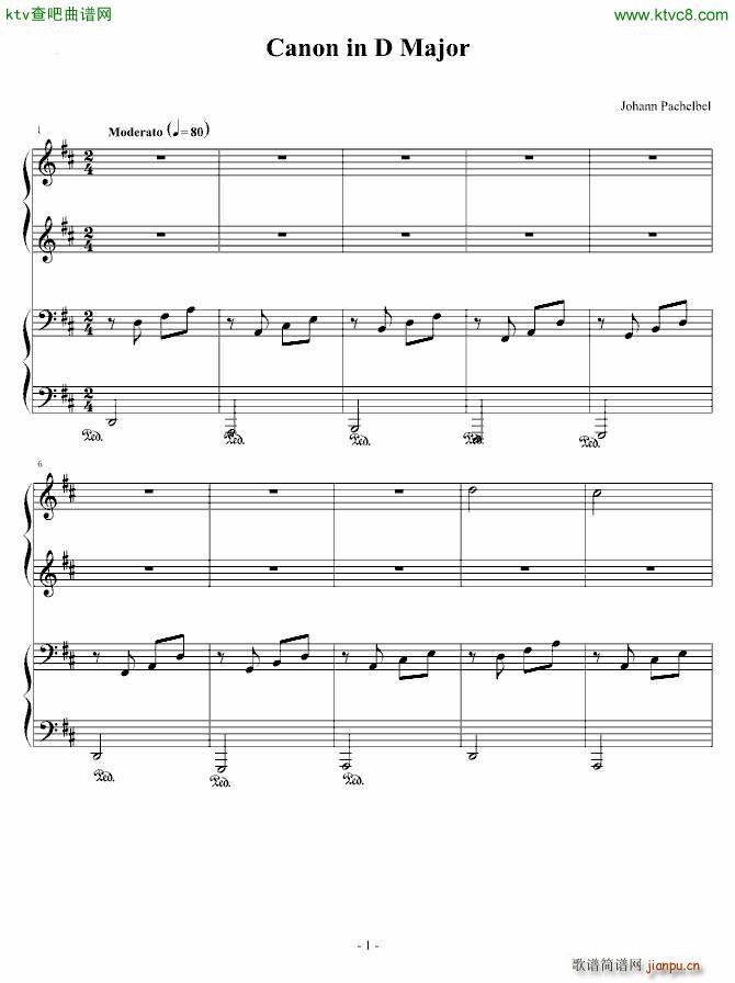 卡农四手联弹 Charm改编版_帕赫贝尔 Pachelbel1