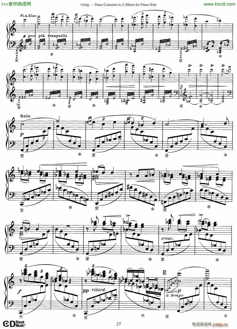 Piano Concerto in A minor Op 16 1868 rev 1907 piano solo arr27