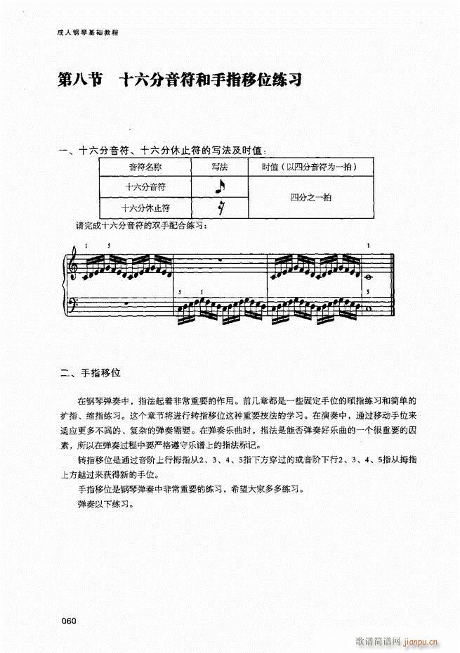成人钢琴基础教程目录1-8062