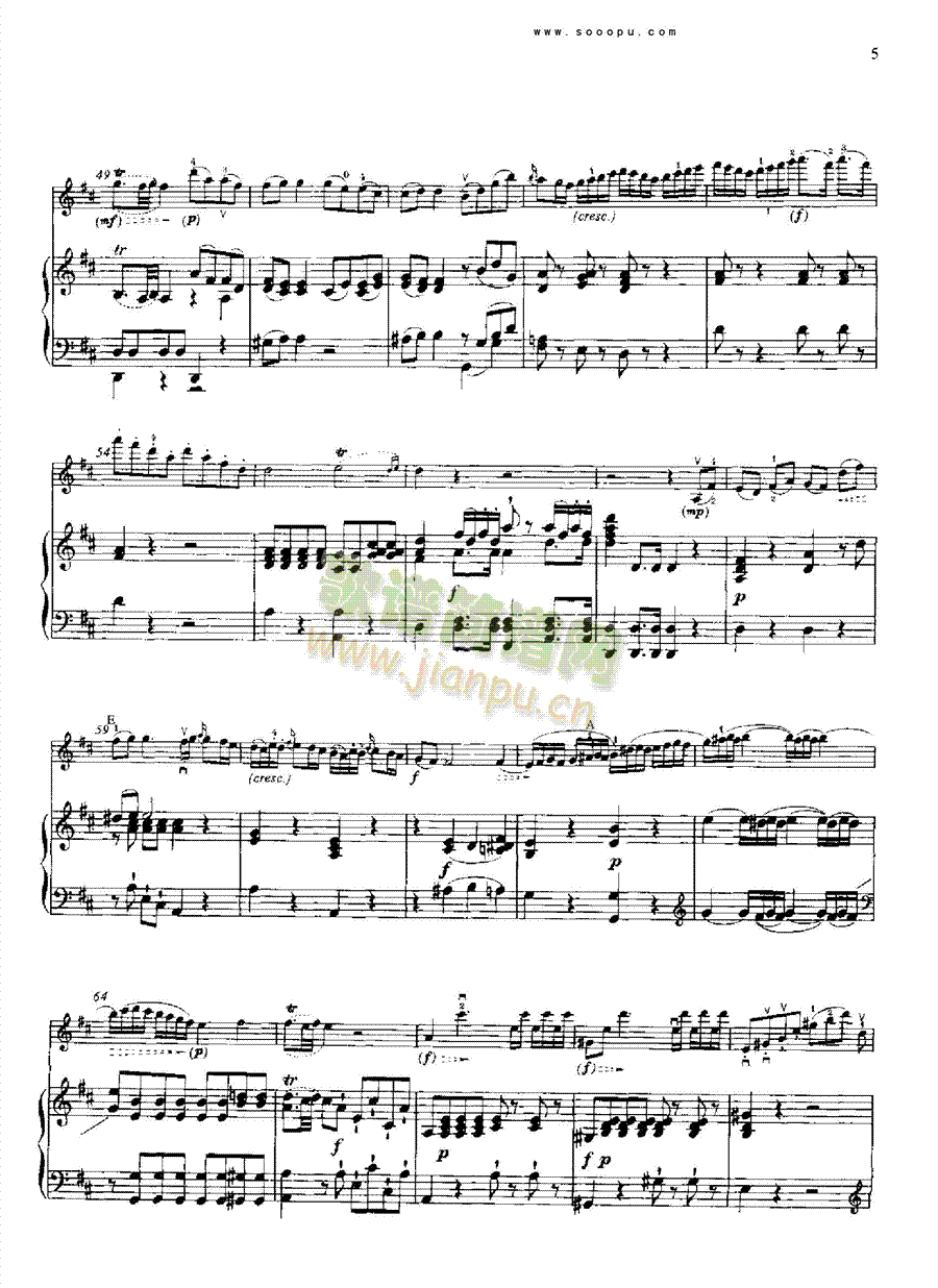 D大调第四小提琴协奏曲 KV218 键盘类 钢琴4