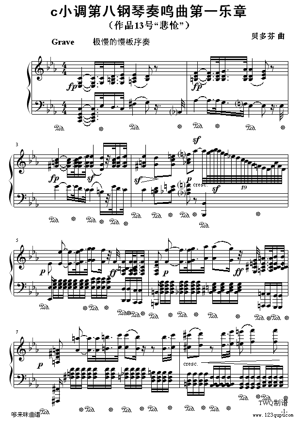 悲怆奏鸣曲第一乐章-贝多芬1