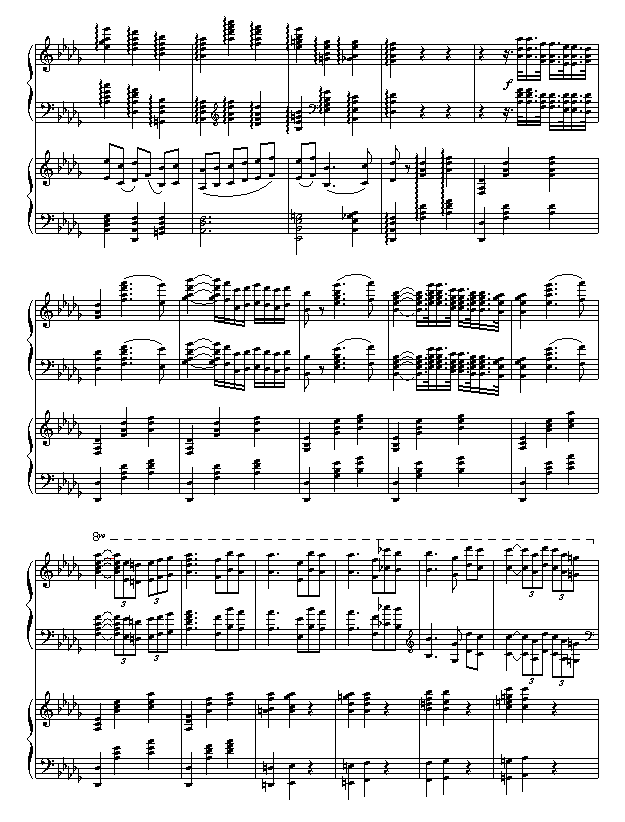 降b小调第一钢琴协奏曲(两架钢琴谱）2