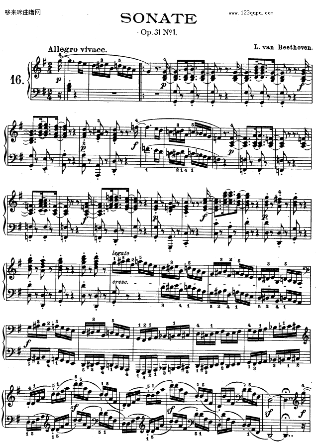 第十六钢琴奏鸣曲-（Op.31 No.1）-贝多芬1