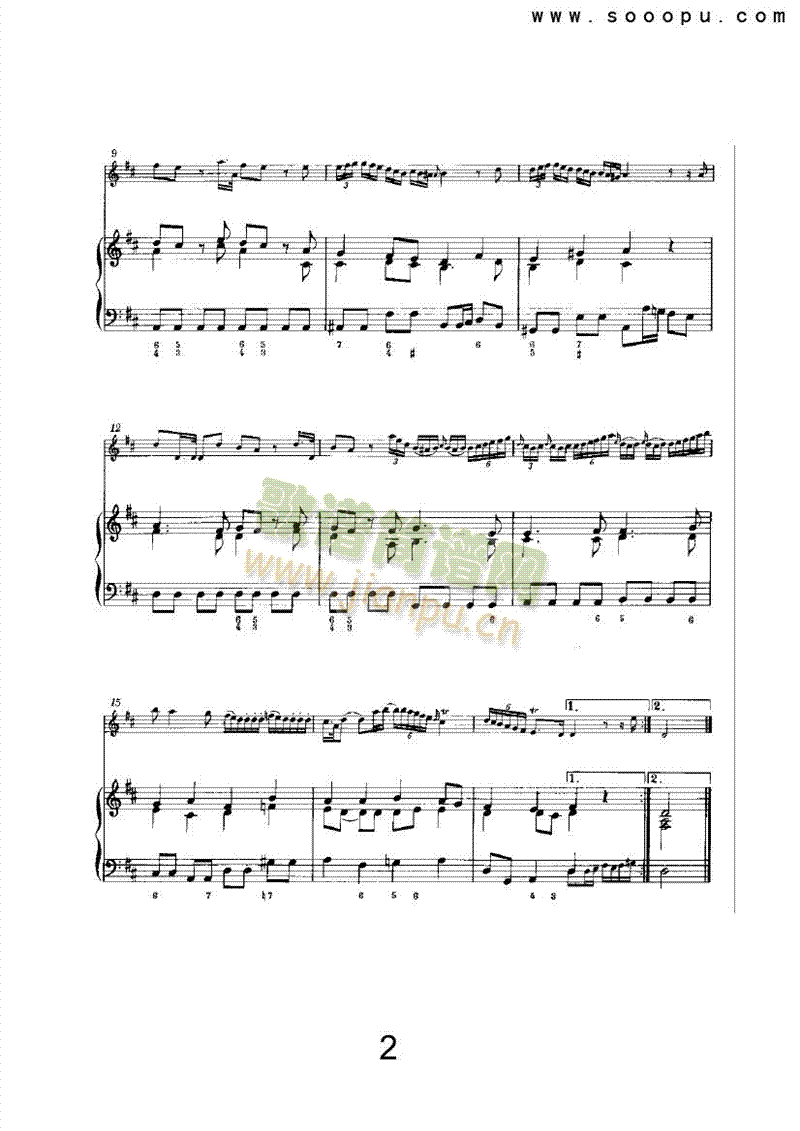 D大调第四奏鸣曲 管乐类 长笛2