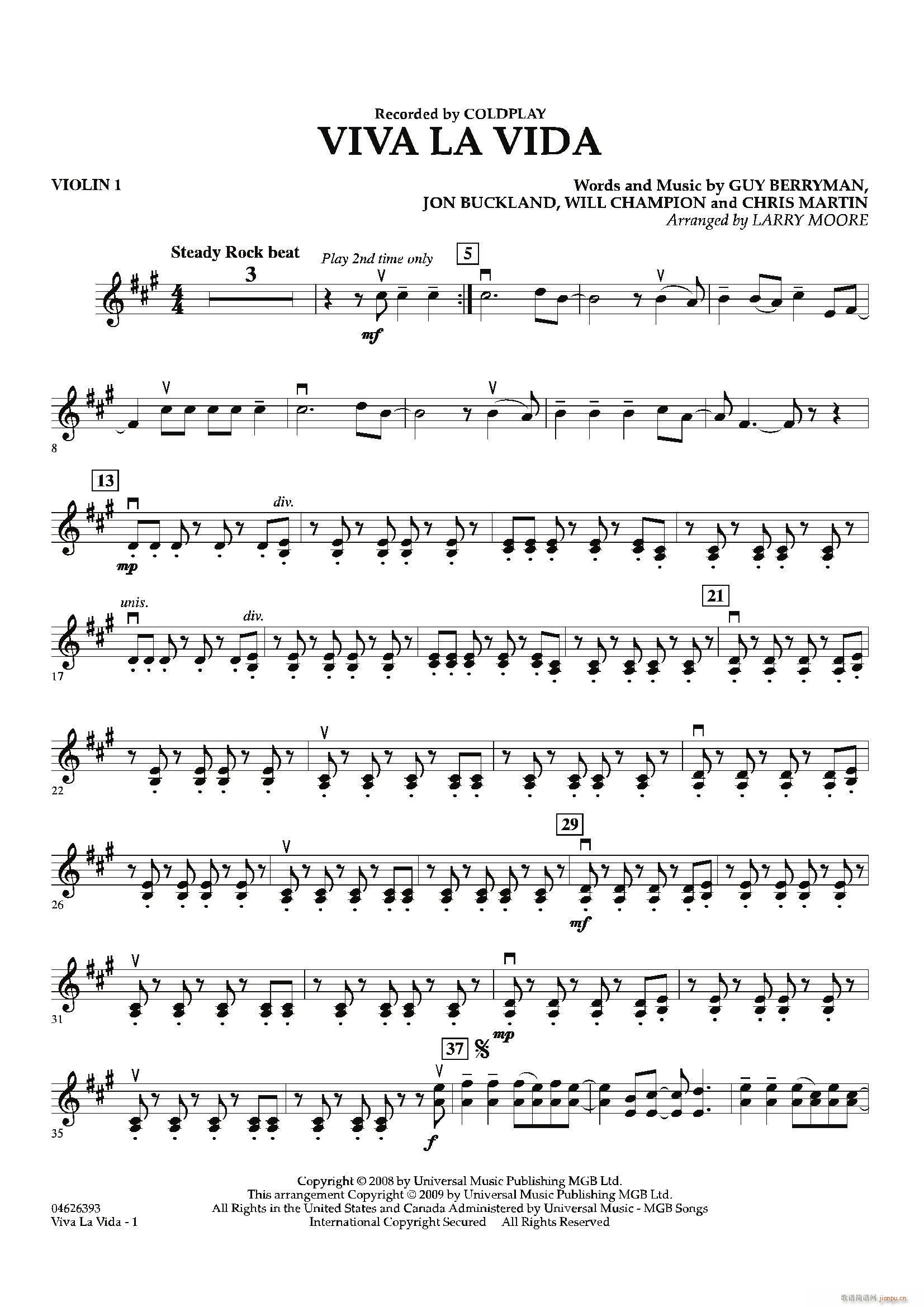VIVA LA VIDA(第一小提琴分谱)1