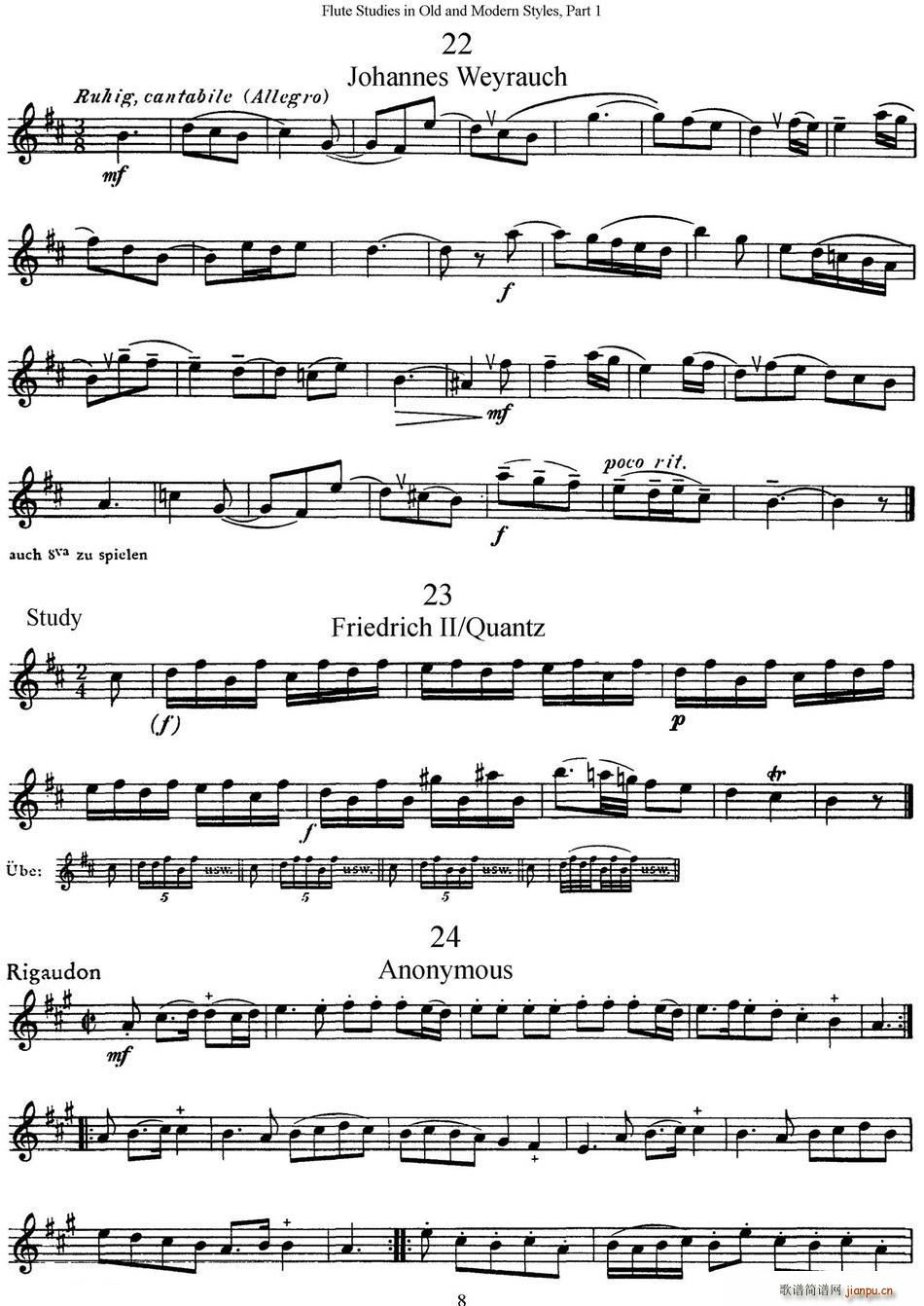 斯勒新老风格长笛练习重奏曲(第一部分)(NO 22-NO 26)1