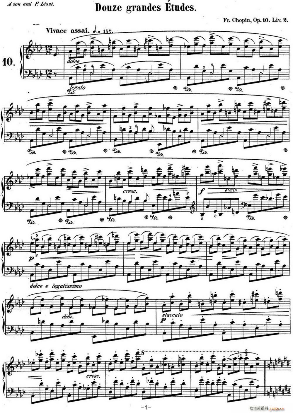 肖邦练习曲10 Op 10 No 10 降A大调 Ab major1
