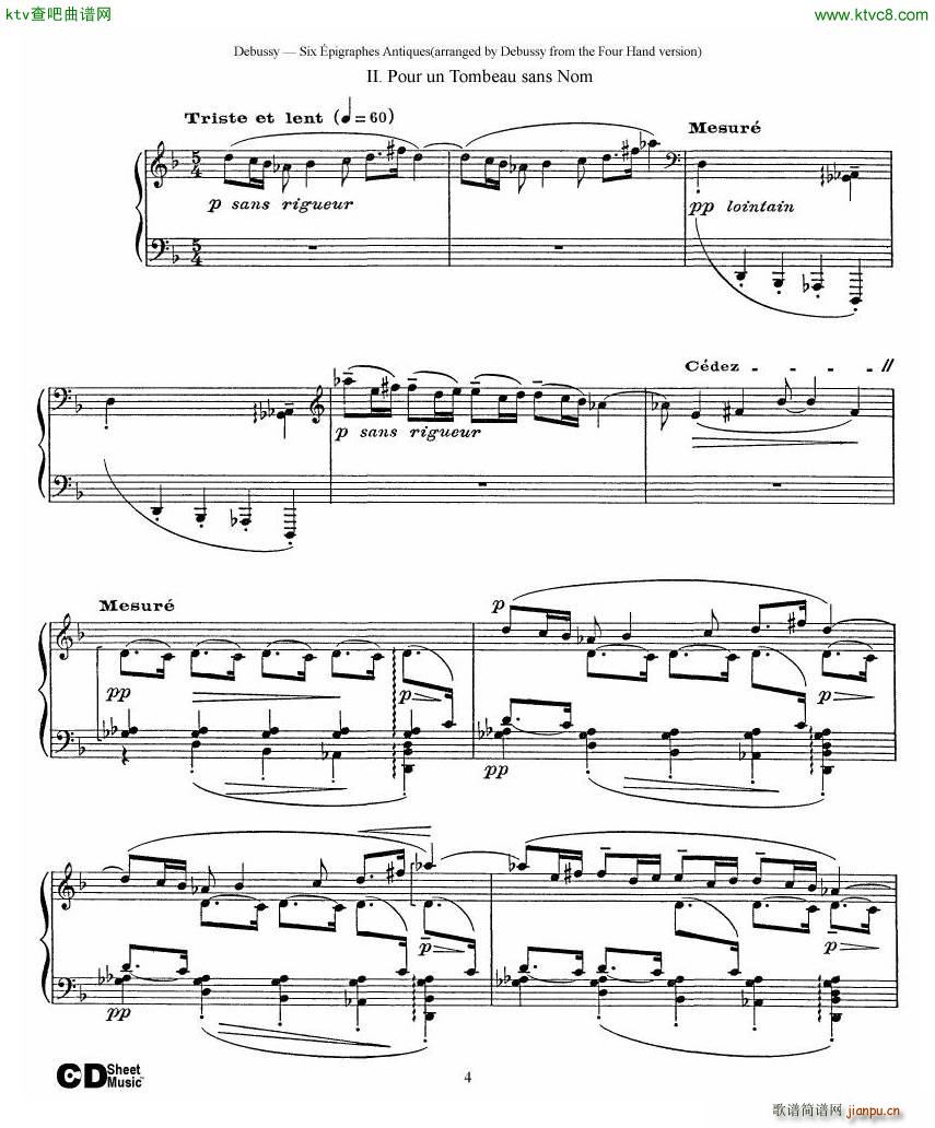 Debussy Sex épigraphes Antique 1 Piano4