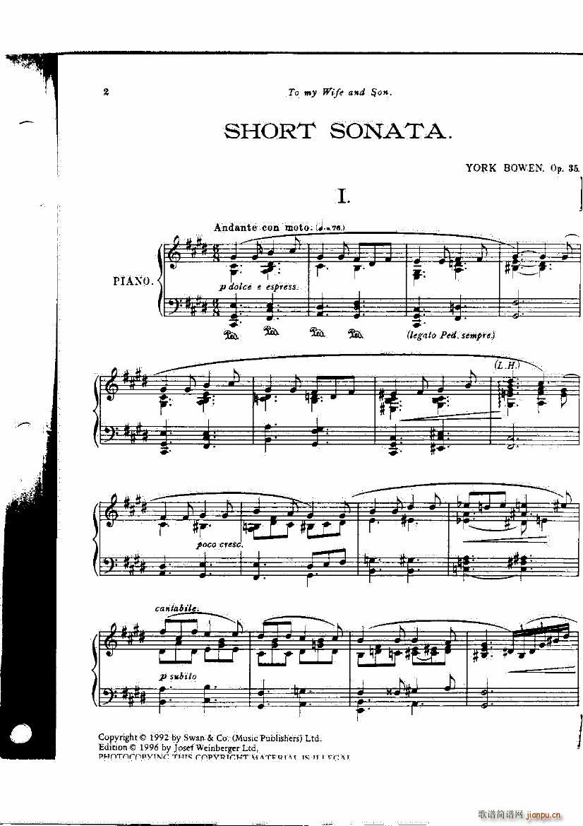Bowen Op 35 Short Sonata1