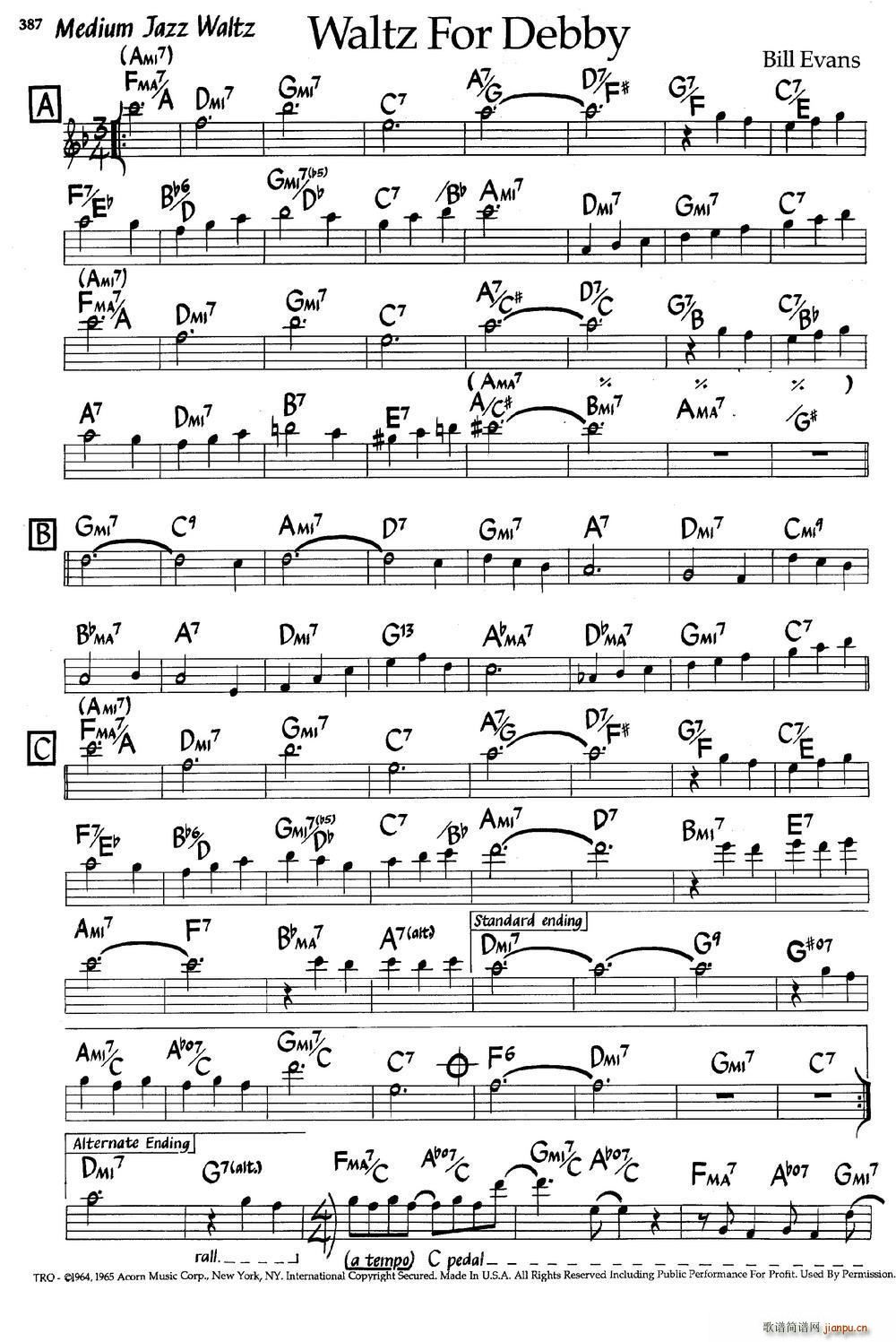 Waltz For Debby（爵士钢琴曲）1