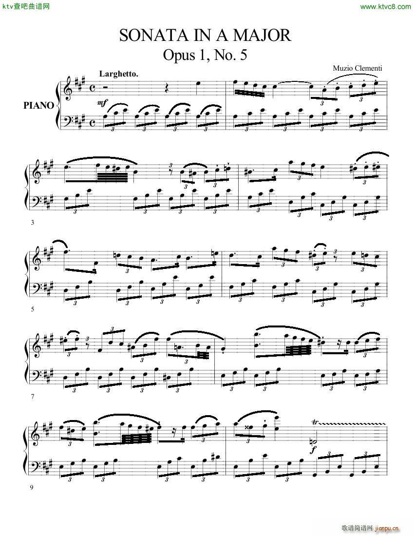Clementi op 1 No 5 Sonate A major1