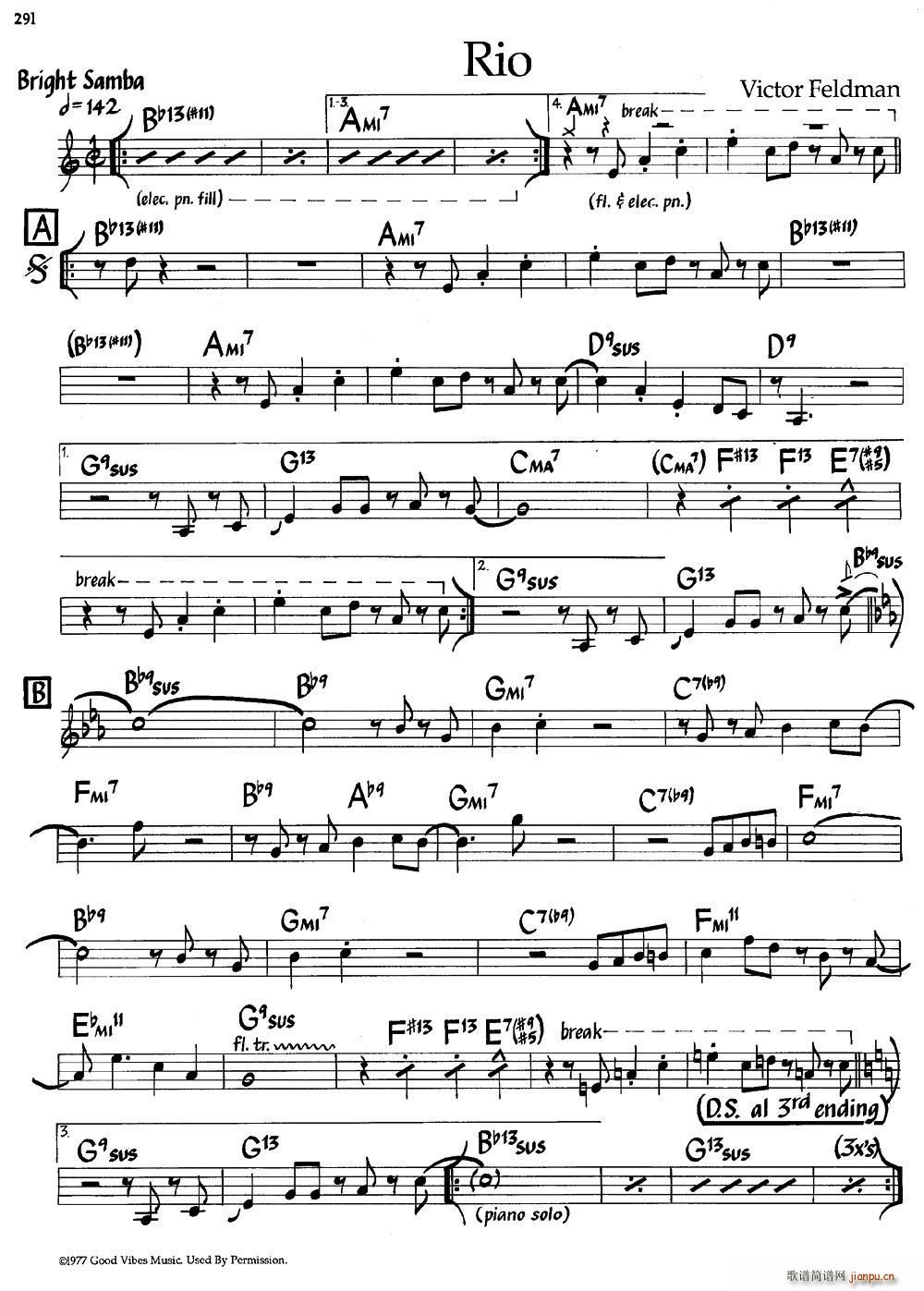 Rio(爵士钢琴曲)1