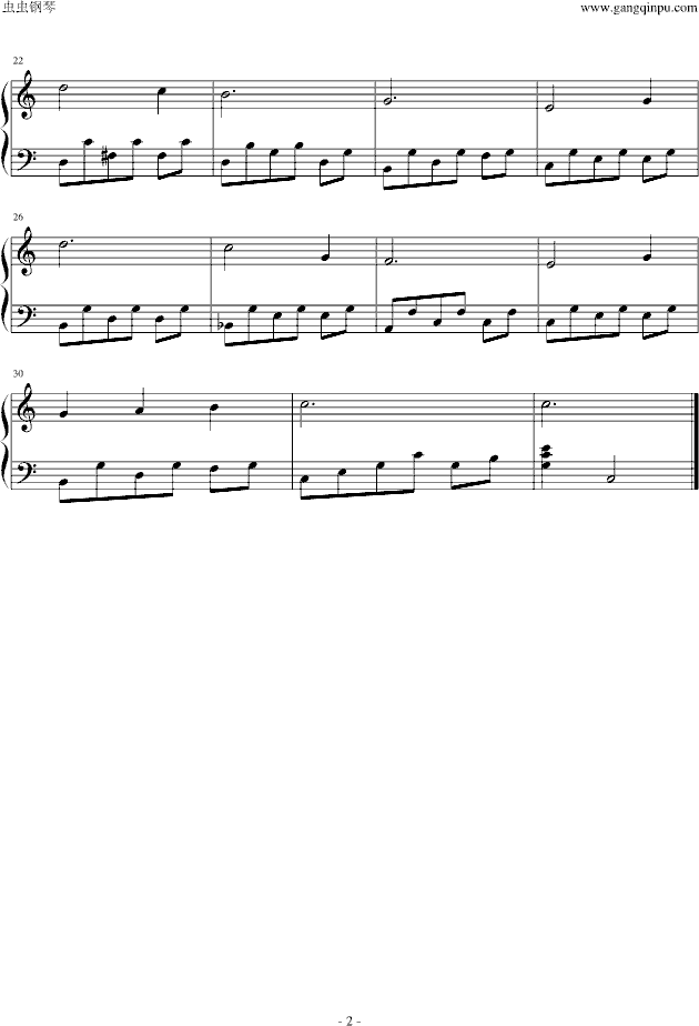 雪绒花(给初学者编配的最简易版)-钢琴谱(钢琴曲)-世界名曲2