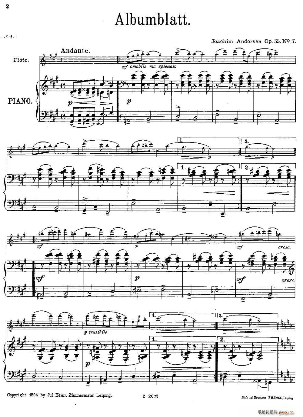 Albumblatt(Op 55 No 7)(长笛 钢琴伴奏)1