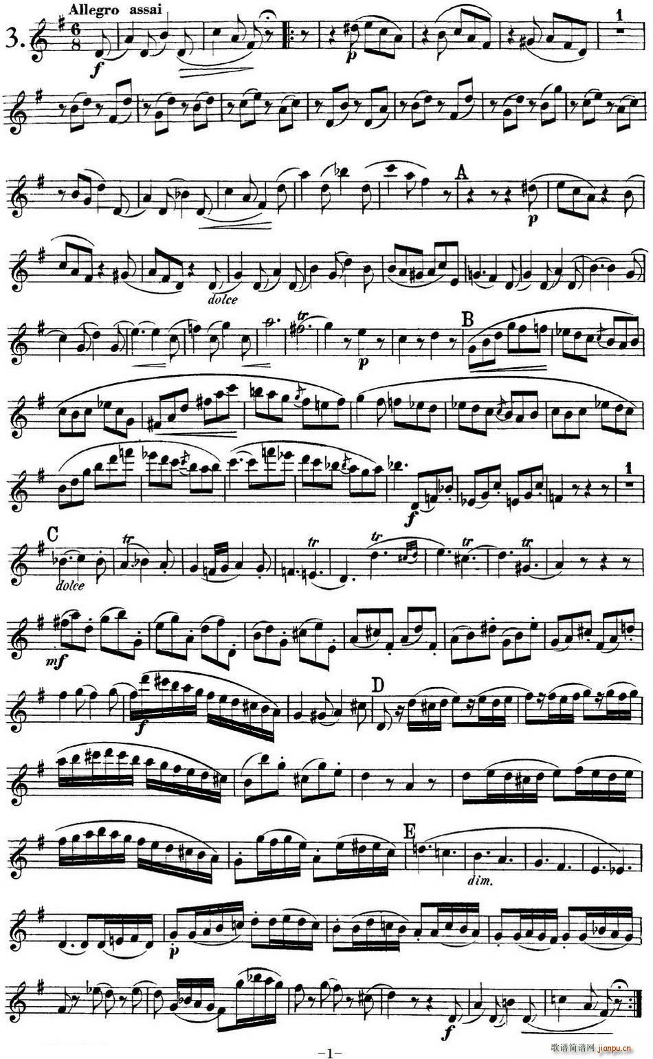 库劳长笛二重奏练习曲Op 10――Flute 2(No 3)1