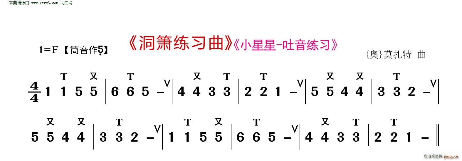 小星星(洞箫练习曲 吐音练习)1