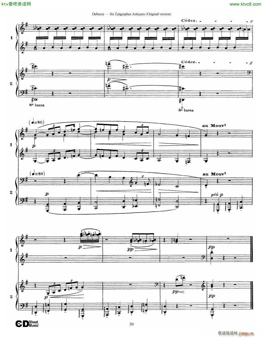 Debussy Six épigraphes Antiques 2 Piano s30