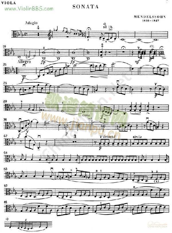 门德尔松《SONATA》中提（ I.）1