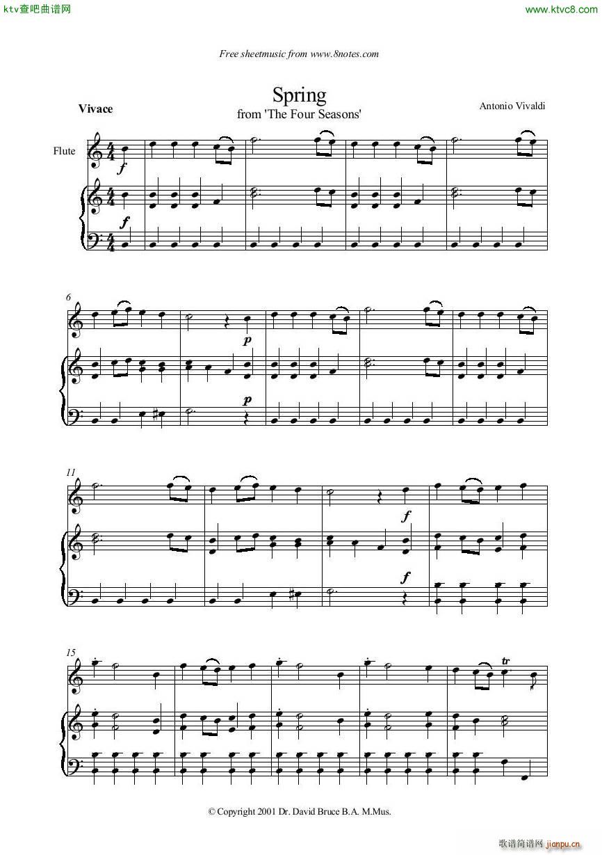 Vivaldi Spring flute piano easy1