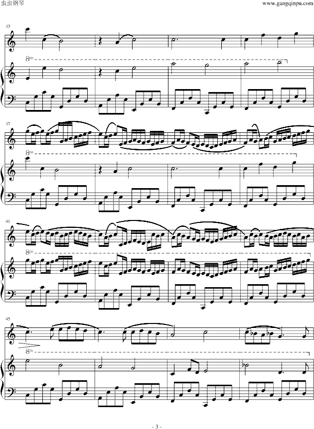 卡农小提琴+钢琴版（动画《金色琴弦》）-钢琴谱(钢琴曲)-帕赫贝尔-Pachelbel3
