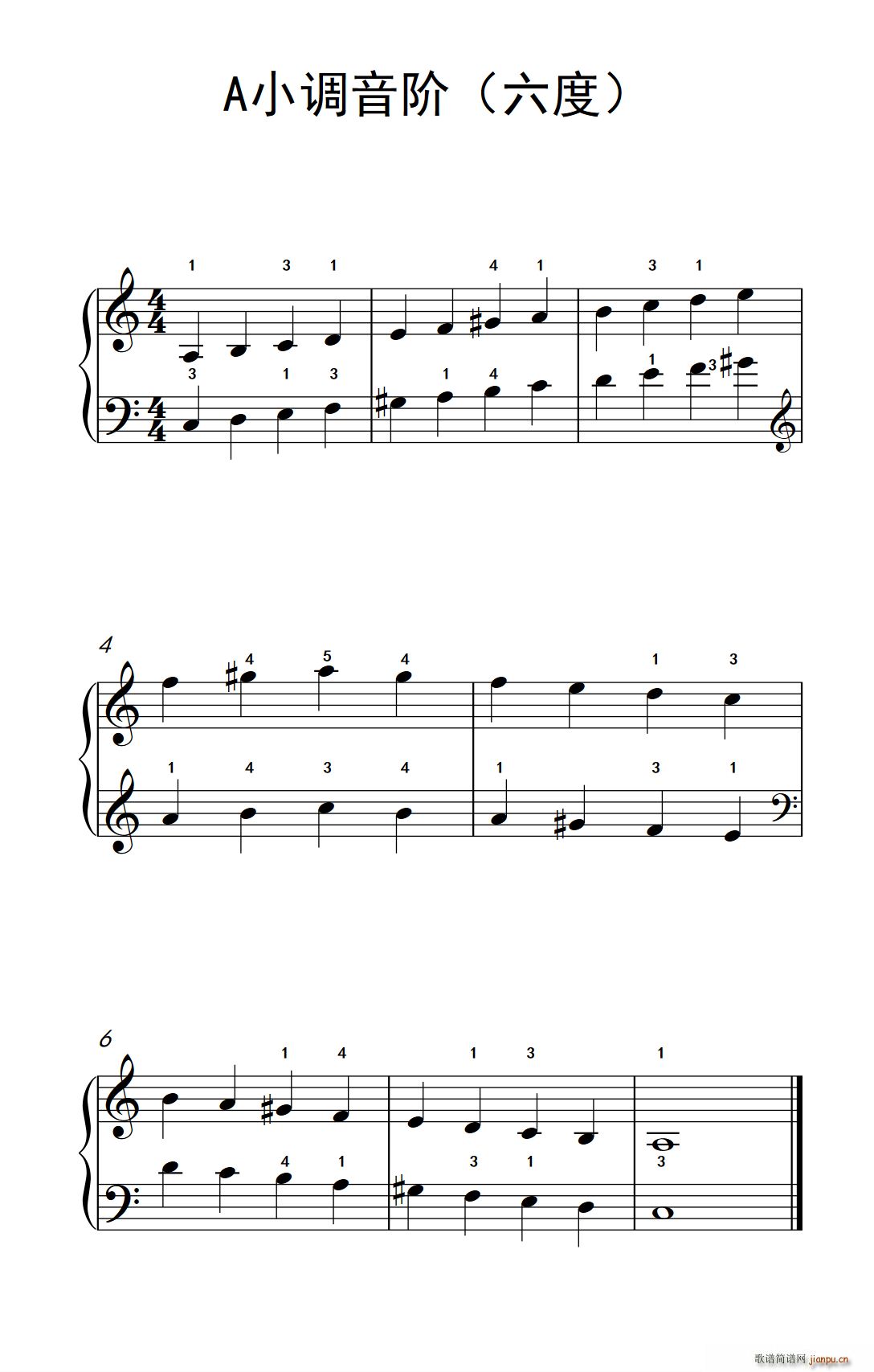 A小调音阶(六度)(儿童钢琴练习曲)1