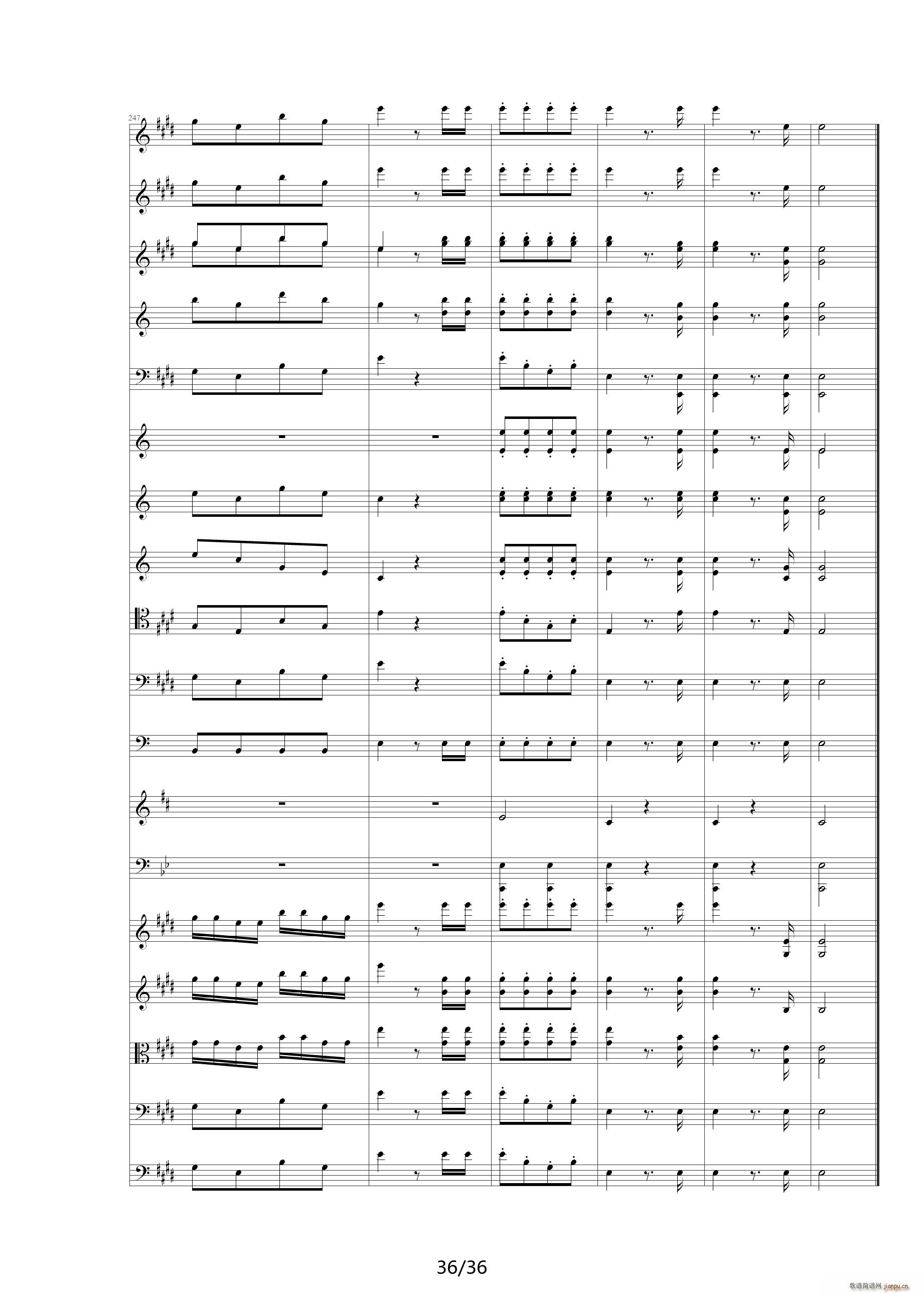 威廉退尔序曲原版扒谱 E调36