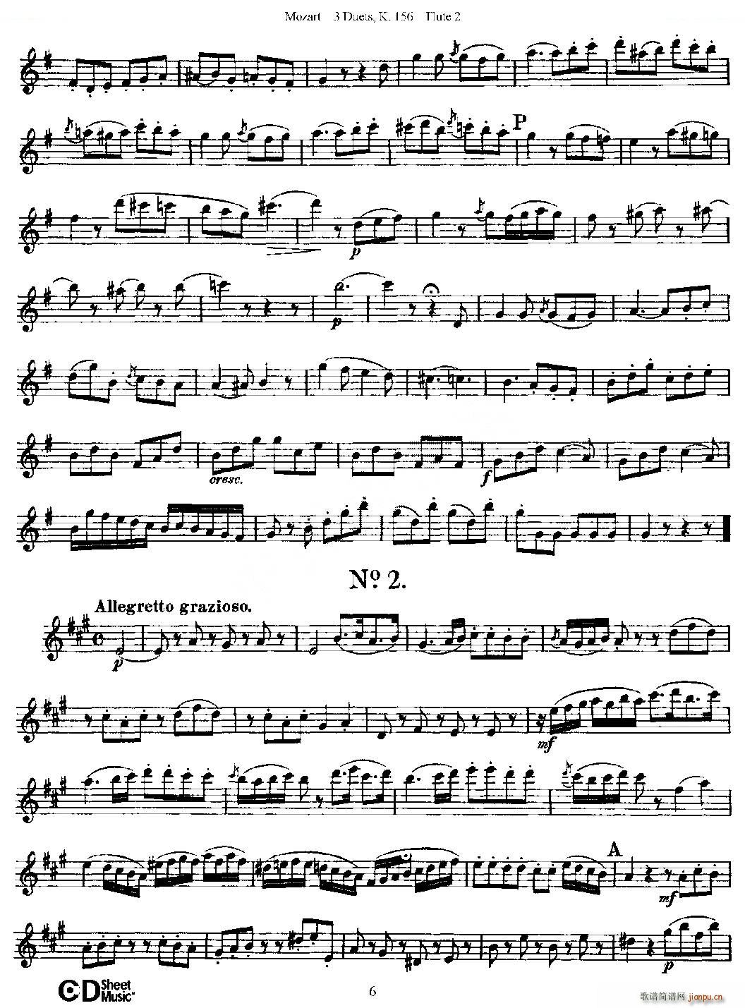 3 Duets K 156 之第二长笛（二重奏三首 K156号） 铜管6