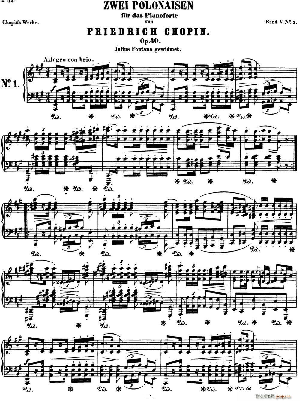 肖邦 波兰舞曲 军队 Op 40 No 1 A大调 Polonaise1