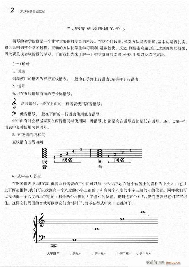 大众钢琴基础教程 目录 1-606