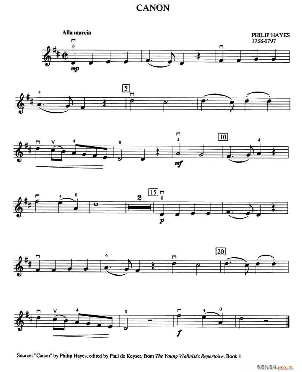 Philip Hayes Canon(加拿大小提琴考级 预备级)1