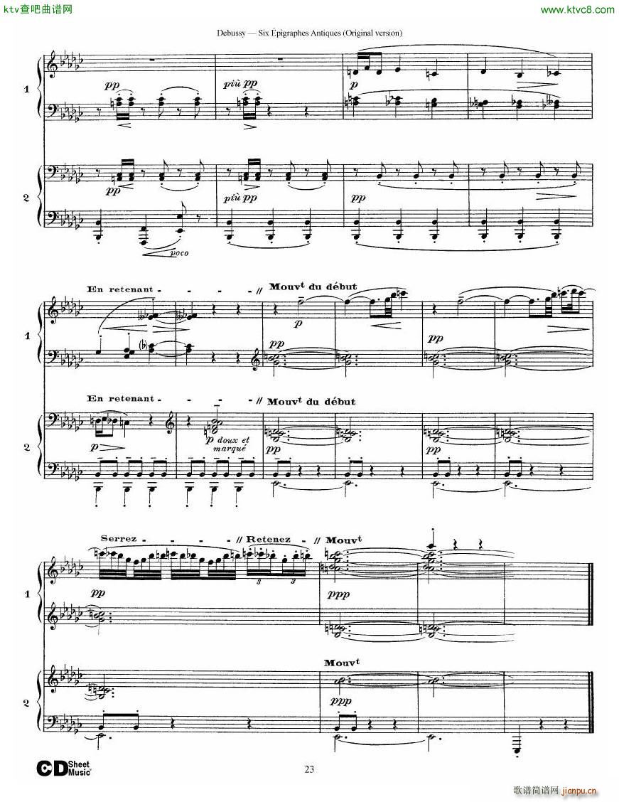 Debussy Six épigraphes Antiques 2 Piano s23