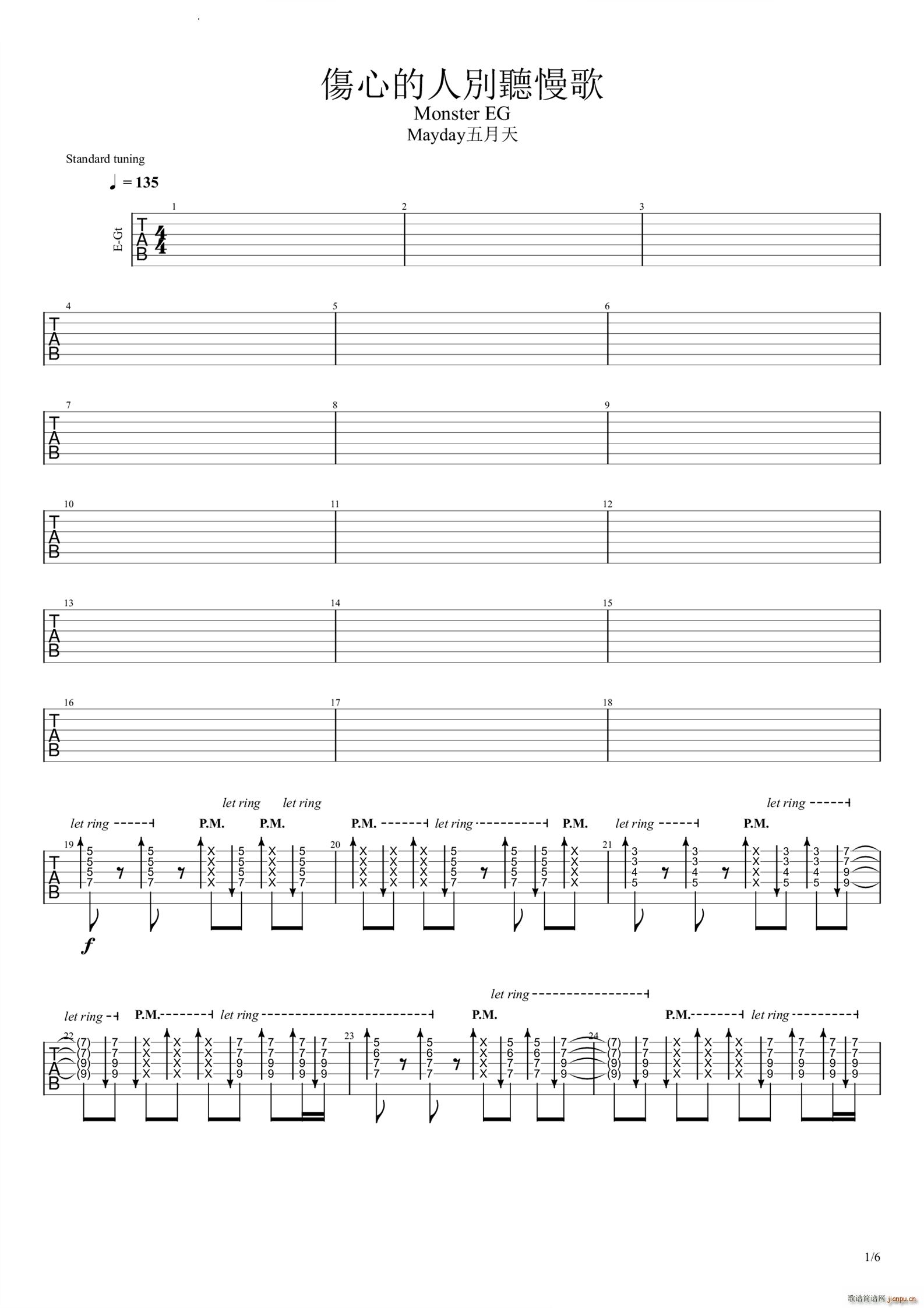 伤心的人别听慢歌 怪兽电吉他演奏-优化版本_五月天1